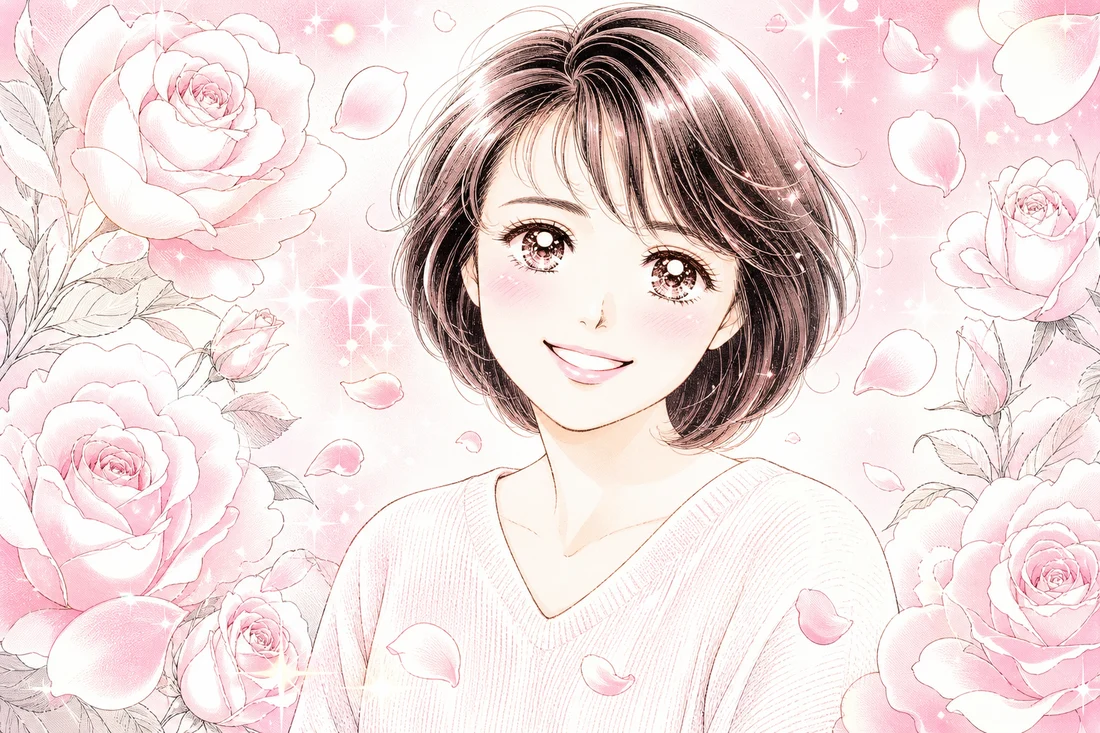 同じ写真が、少女漫画のヒロインに