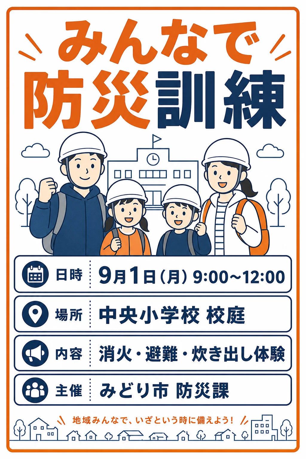 実生成: 防災訓練のお知らせポスター